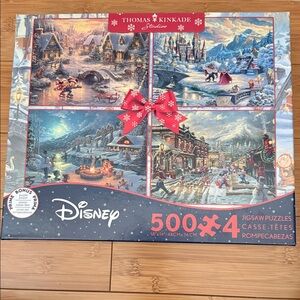 Disney Thomas Kinkade Winter Wonderland Puzzle Set - Red and Blue